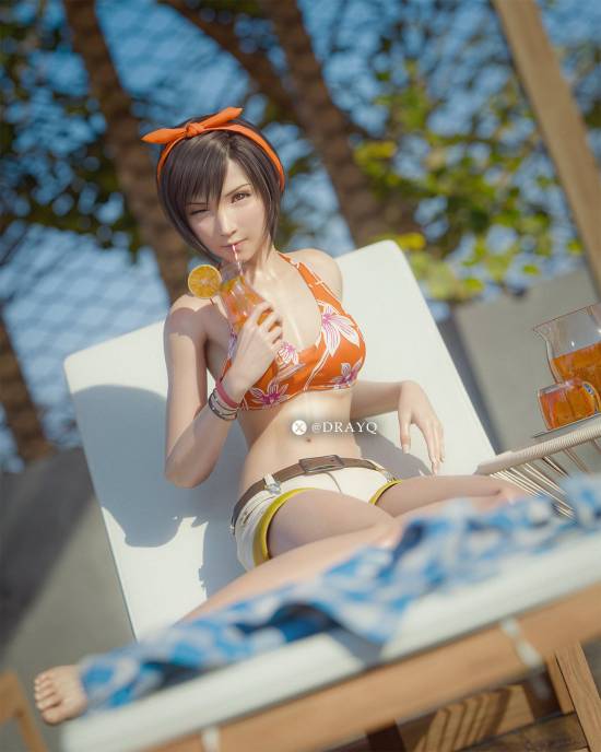最终幻想 73D 新图！少女尤菲的夏日小憩