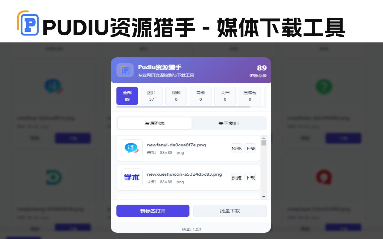 Pudiu 资源猎手 – 网页媒体下载工具（一款好用的浏览器插件）